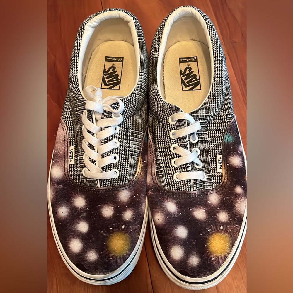 Vans Low-Top Sneakers in Black, White and Purple Accents